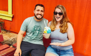 couple with shave ice